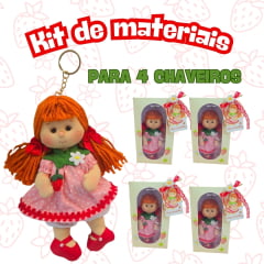 Kit de materiais Chaveiro Moranguinho ( para 4 unidades)