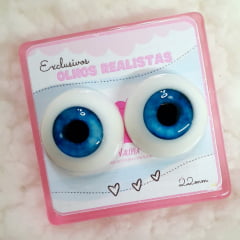 Olhos realistas azul zafira 22mm. Cores exclusivas e raras 
